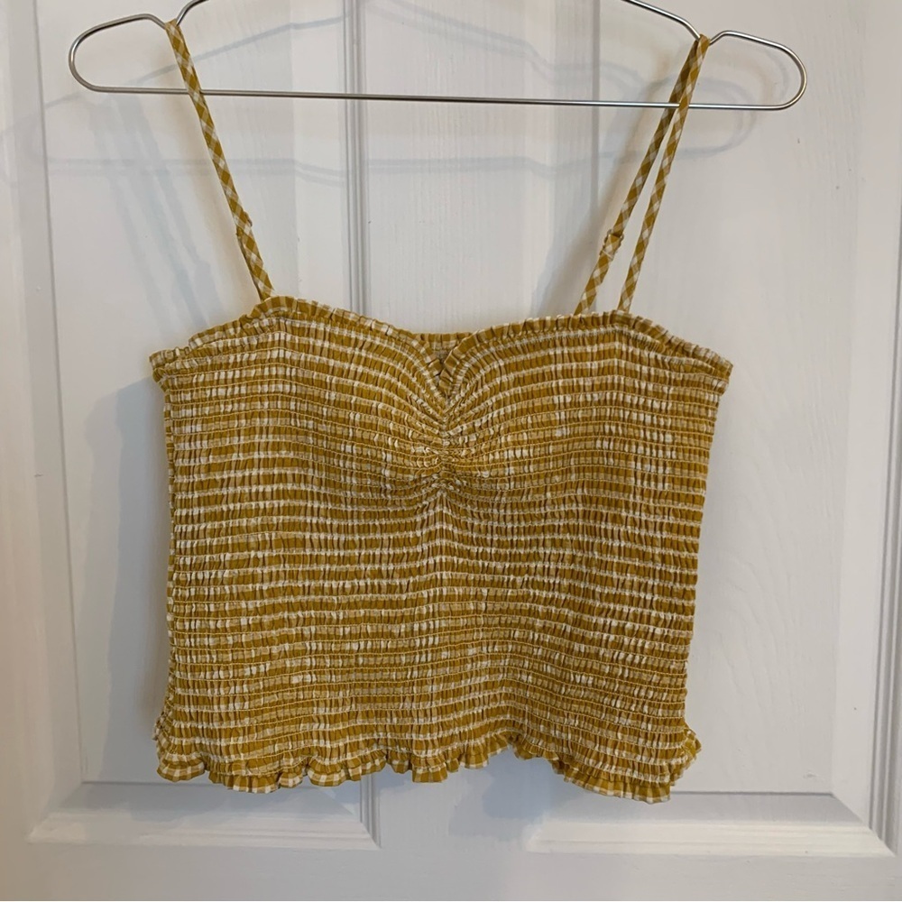 Yellow/White Smocked Crop Top